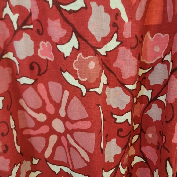Rhode X Target Dress Womans 10 Red Zinnia Floral Print Midi Ruffle Linen NWT - Picture 7 of 10